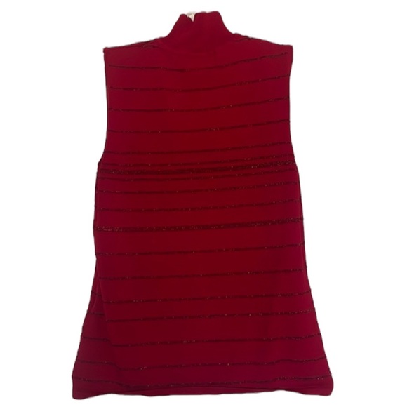 Beaded gold and red casual corner light sweater top - Picture 1 of 5